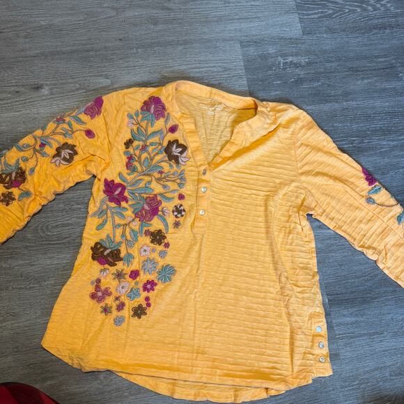 Soft Surroundings Tops - Soft Surroundings Orange Floral Embroidered Tunic - Medium